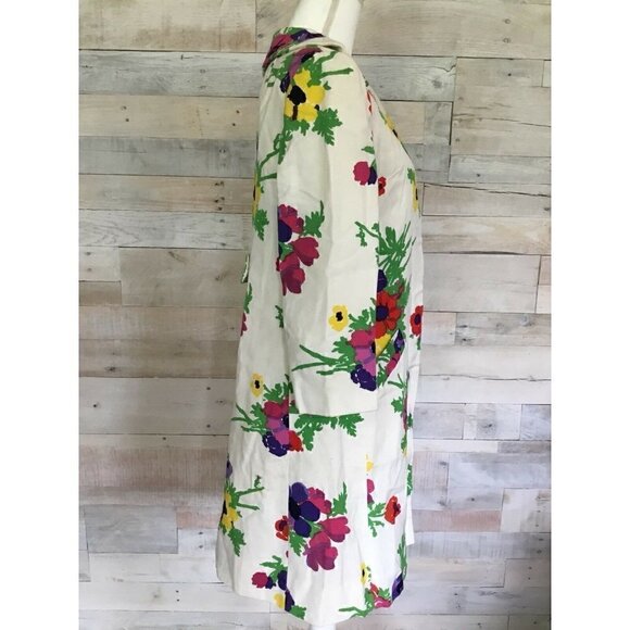 Vintage David Crystal Multicolor Floral Long Jacket Coat medium - Picture 8 of 12